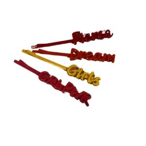 The Body Shop “Girl Power” Trendy Statement Red and Yellow Word Hair Clips OS